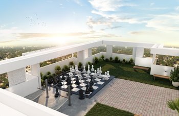 Challenge your mind at the dedicated chess area in PB Tigris Apartments, Thrissur