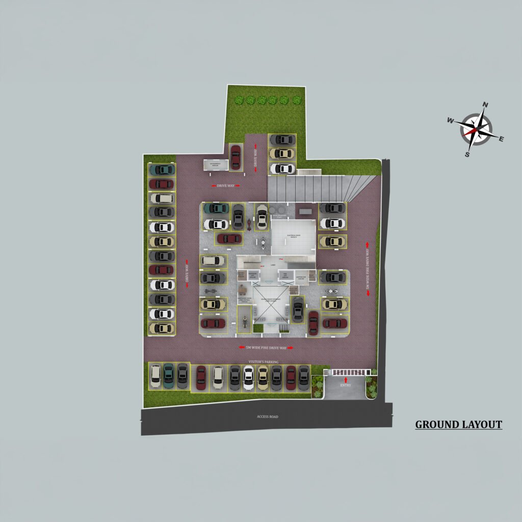 PB Zaire Ground Floor – Premium Entrance Lobby and Common Area | Luxury Apartments in Palarivattom, Kochi