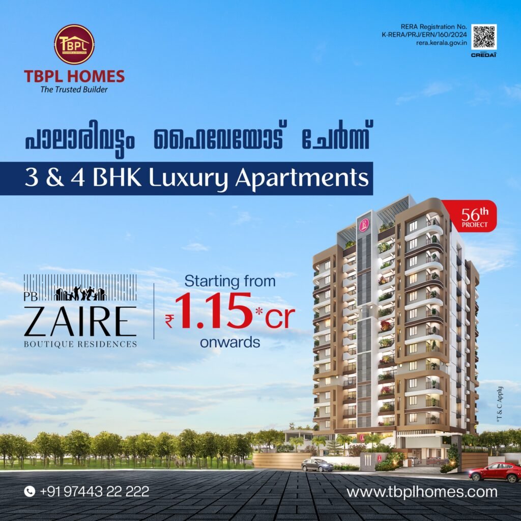 PB Zaire – 3 & 4 BHK Luxury Flats in Kochi | Premium Apartments in Palarivattom by TBPL Homes