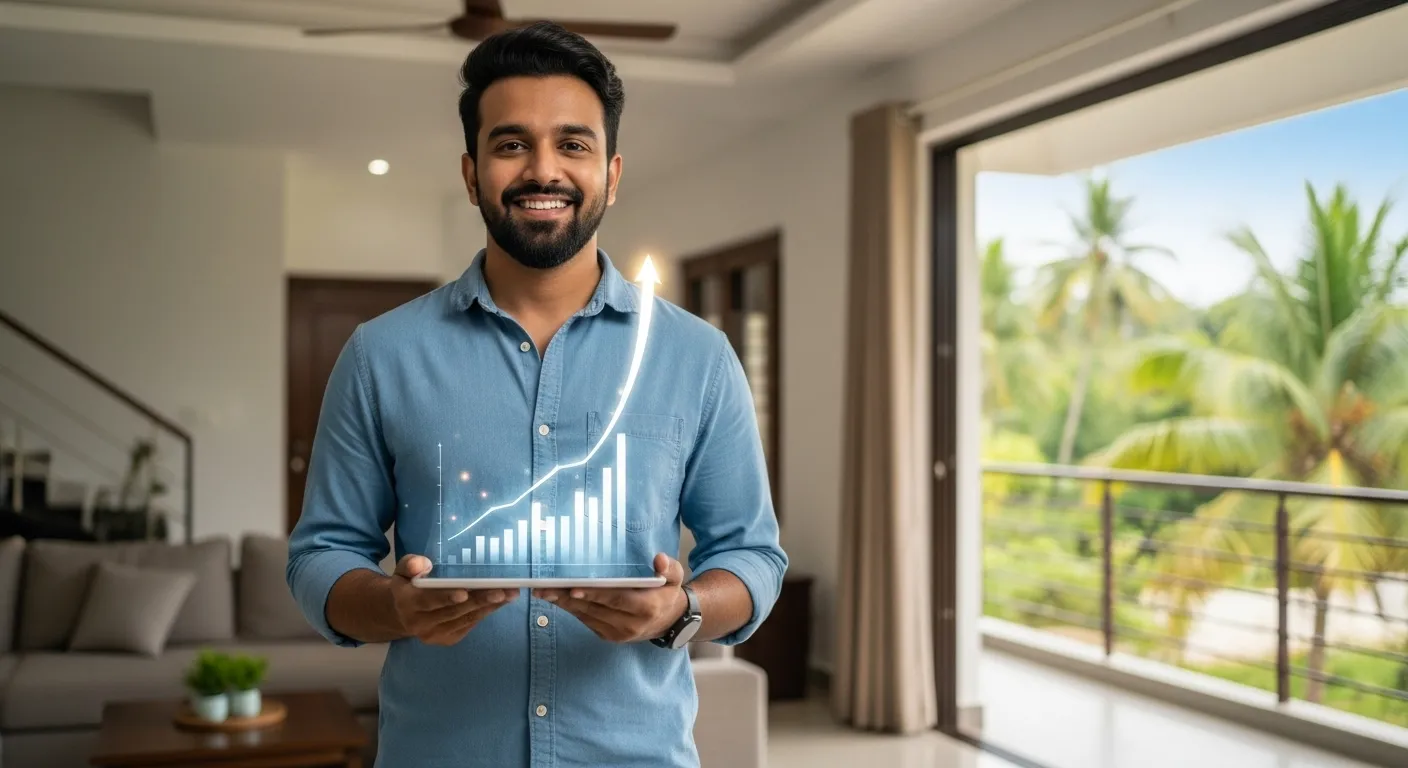 Graph showing rising property value representing appreciation potential of TBPL Homes luxury flats and villas in Thrissur and Kochi