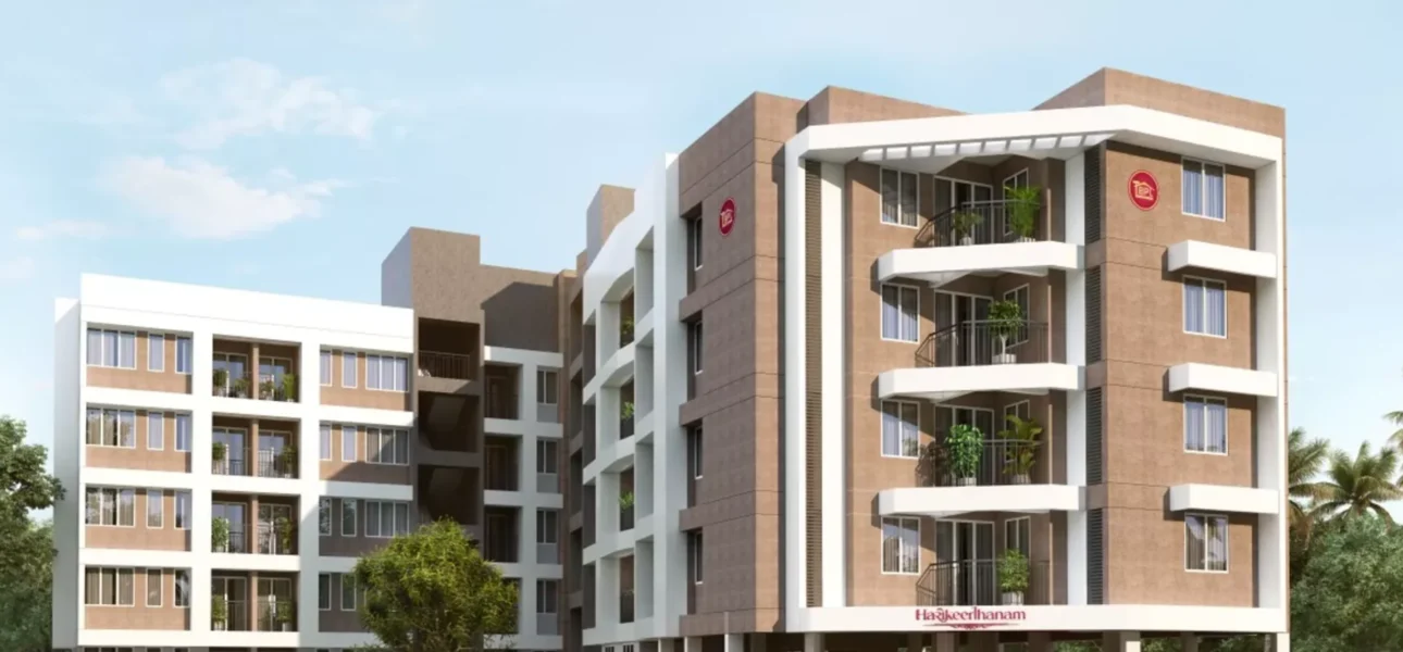 Front elevation of TBPL Harikeerthanam 1 & 2 BHK premium apartments near Guruvayur, ThrissurHarikeerthanam