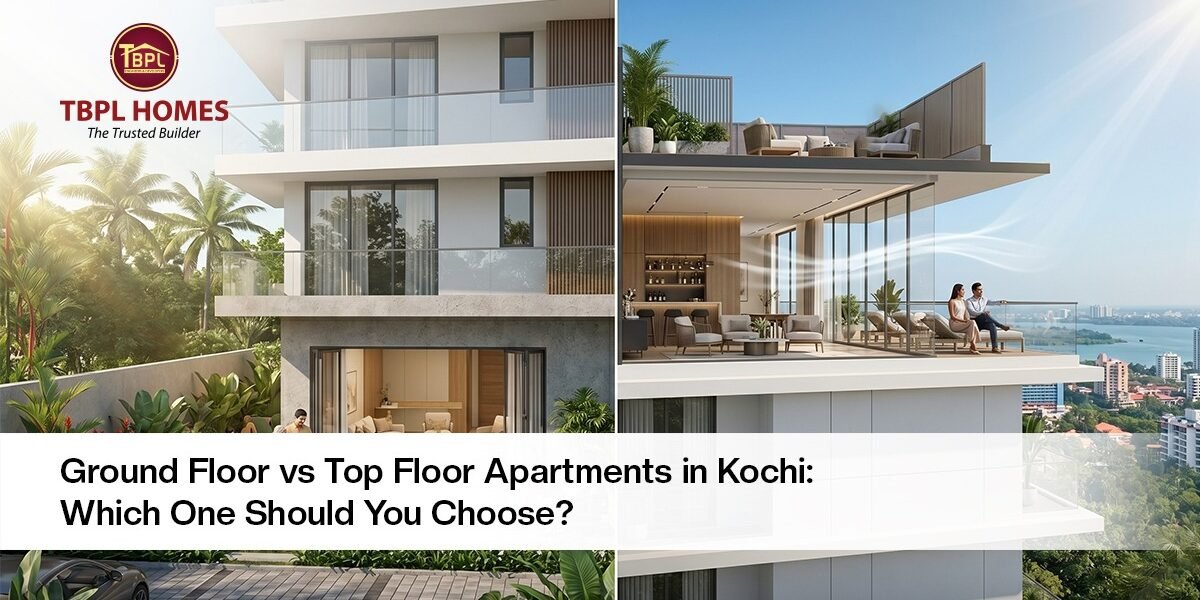 Ground floor vs top floor apartments in Kochi showing comparison of accessibility, views, and lifestyle benefits