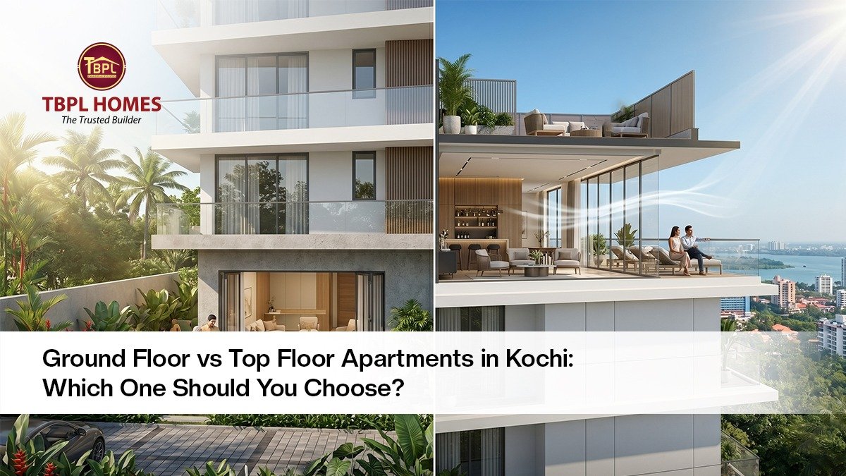 Ground floor vs top floor apartments in Kochi showing comparison of accessibility, views, and lifestyle benefits