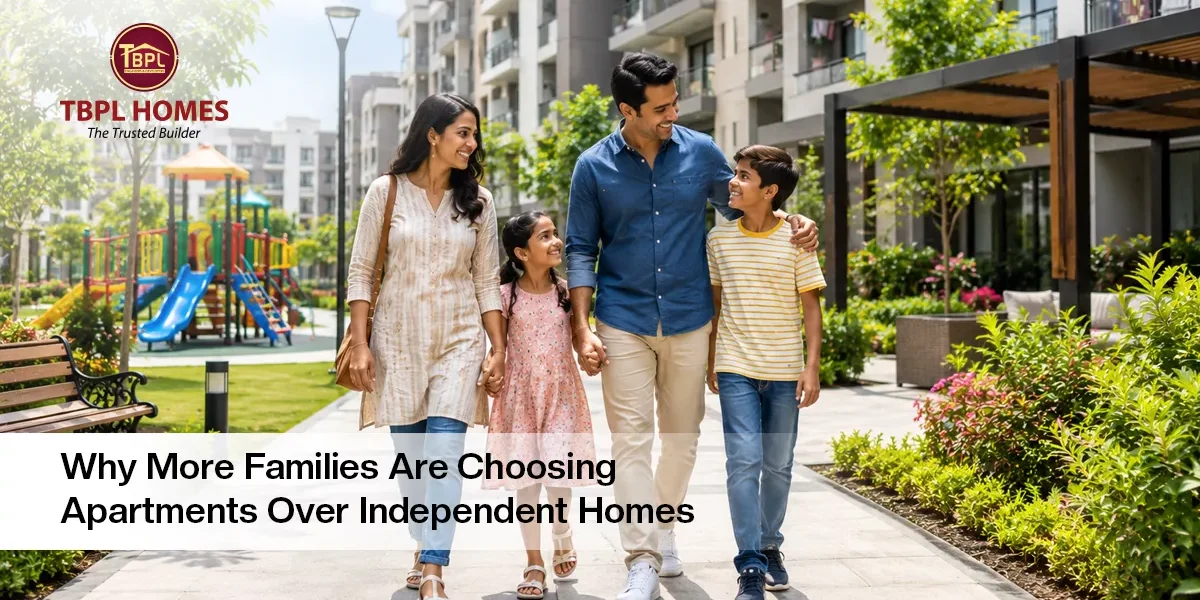 Family enjoying modern apartment living in a secure residential community