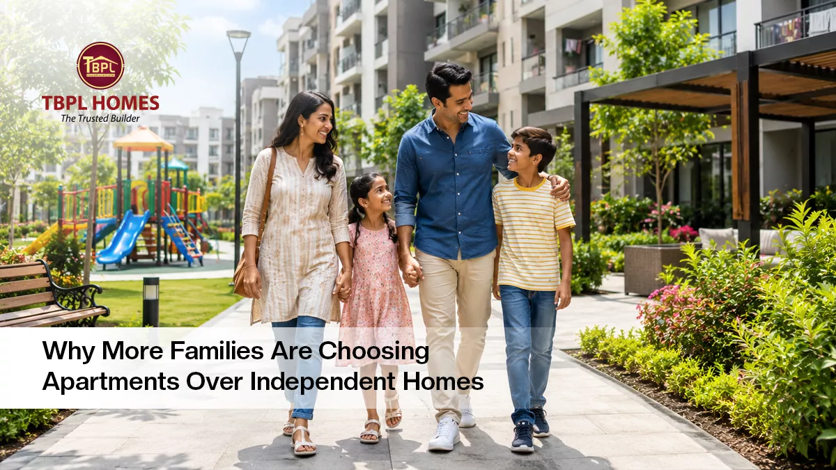 Family enjoying modern apartment living in a secure residential community