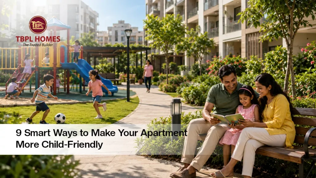 Family creating a safe and child-friendly apartment environment