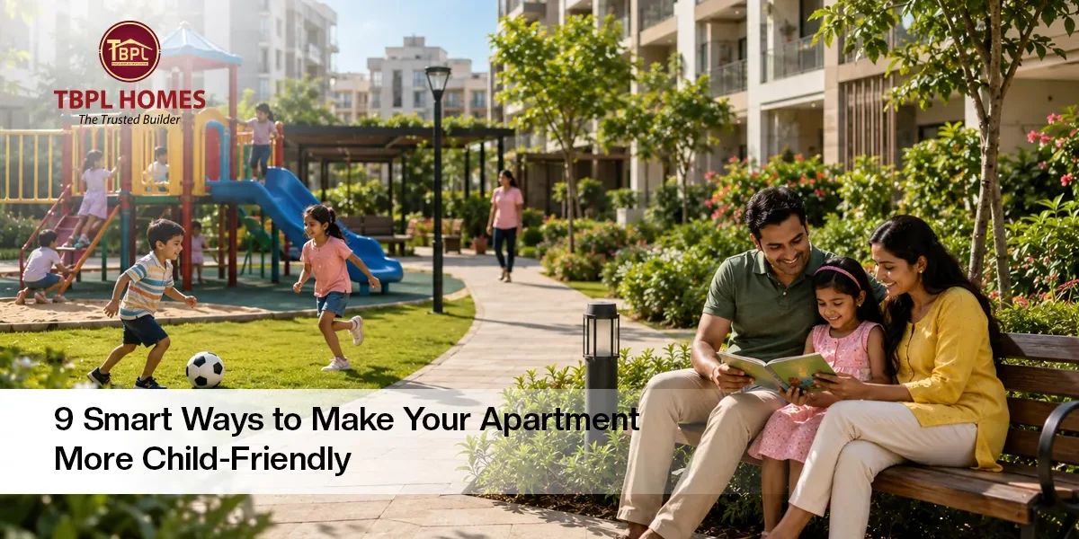 Family creating a safe and child-friendly apartment environment
