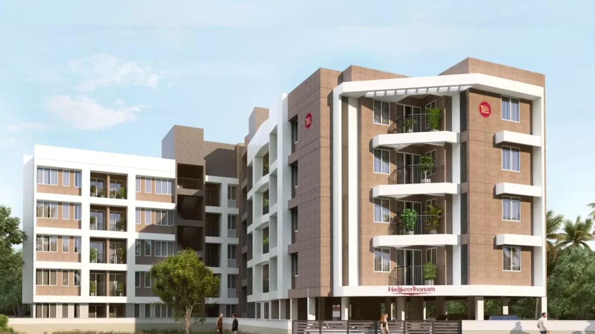 Front elevation of TBPL Harikeerthanam 1 & 2 BHK premium apartments near Guruvayur, ThrissurHarikeerthanam